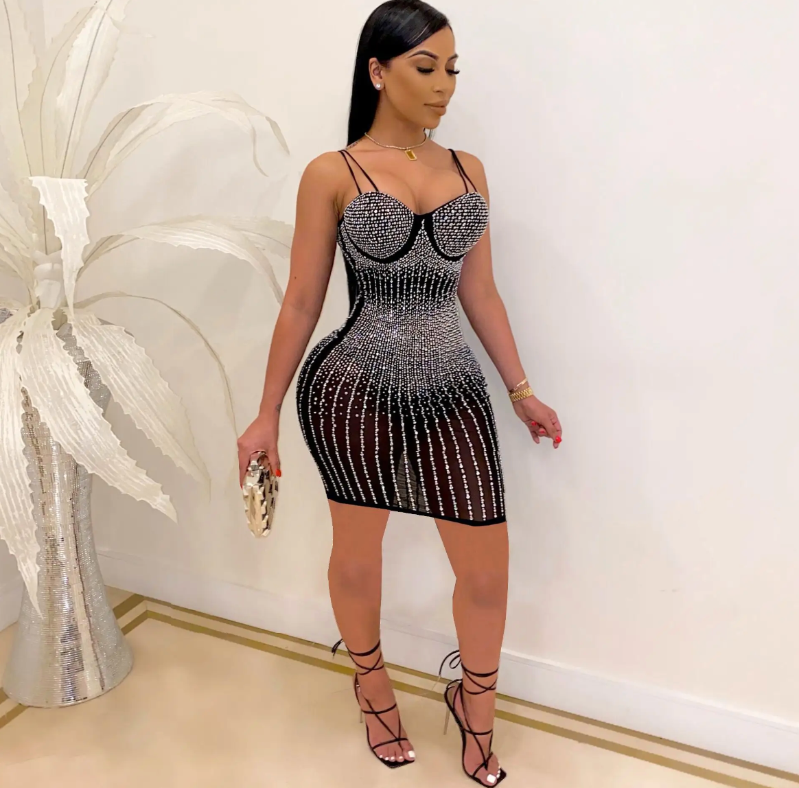 Starlight Crystal Mesh Bodycon Dress