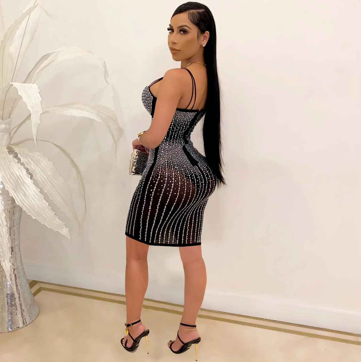 Starlight Crystal Mesh Bodycon Dress